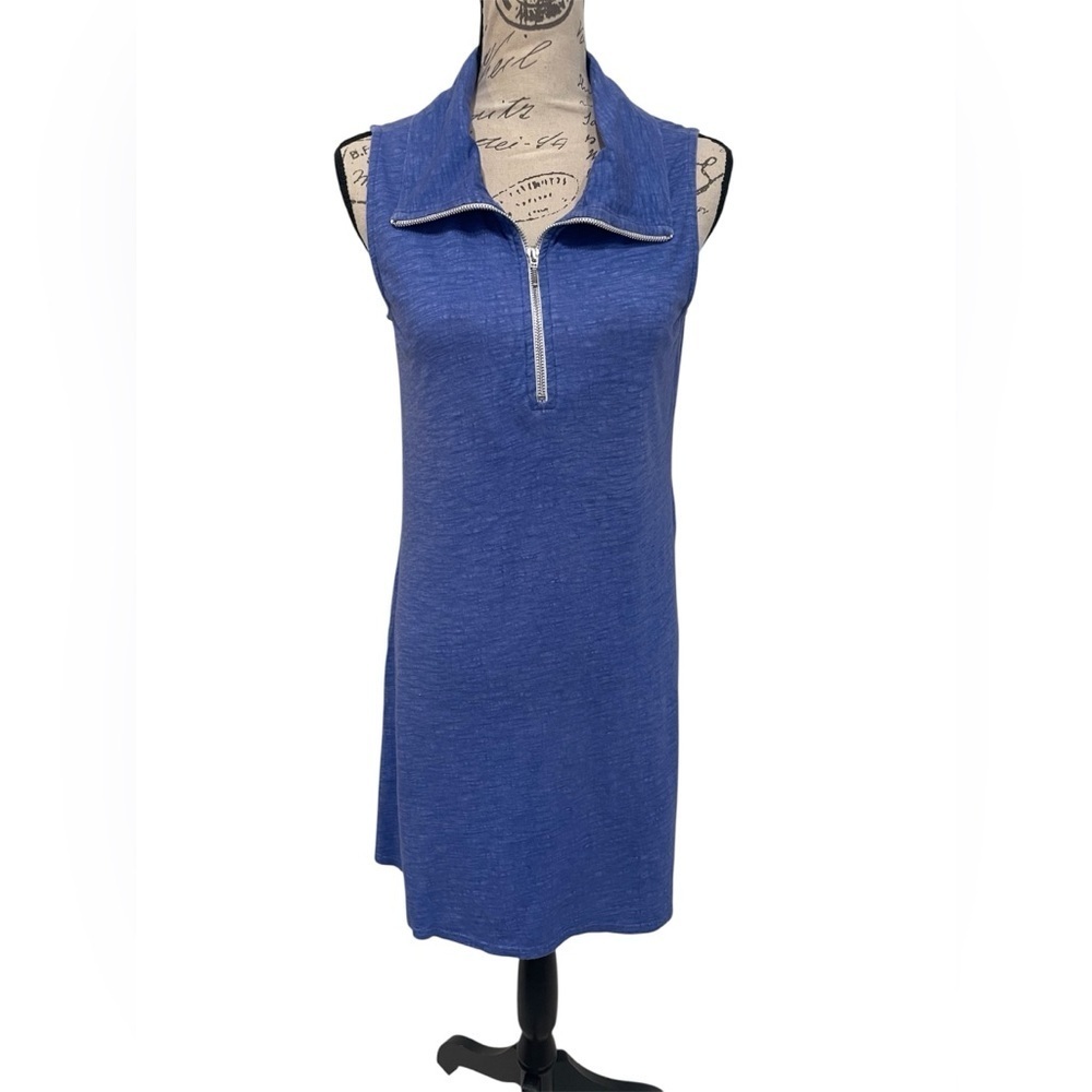 Lulu-B Blue Sleeveless Dress with Zipper 100% Cotton Size Small EUC